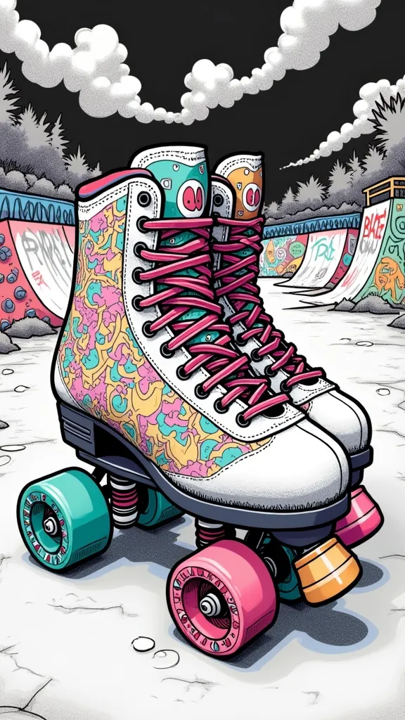 coloriages de patins à roulettes